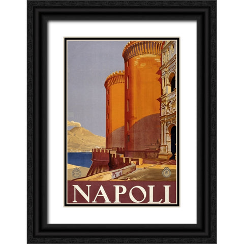 Vintage Napoli Poster Black Ornate Wood Framed Art Print with Double Matting by Vintage Travel Posters