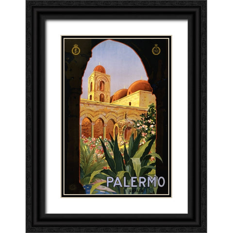 Vintage Palermo Poster Black Ornate Wood Framed Art Print with Double Matting by Vintage Travel Posters