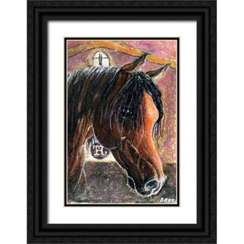 Arabian Stallion Black Ornate Wood Framed Art Print with Double Matting by Derr, Wynn