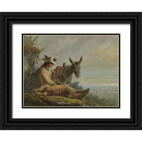 Pierre Black Ornate Wood Framed Art Print with Double Matting by Miller, Alfred Jacob