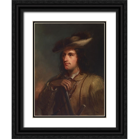 Portrait of Antoine Black Ornate Wood Framed Art Print with Double Matting by Miller, Alfred Jacob