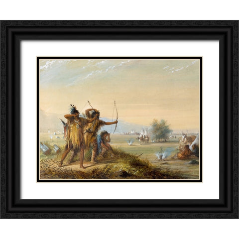 Testing Bows Black Ornate Wood Framed Art Print with Double Matting by Miller, Alfred Jacob