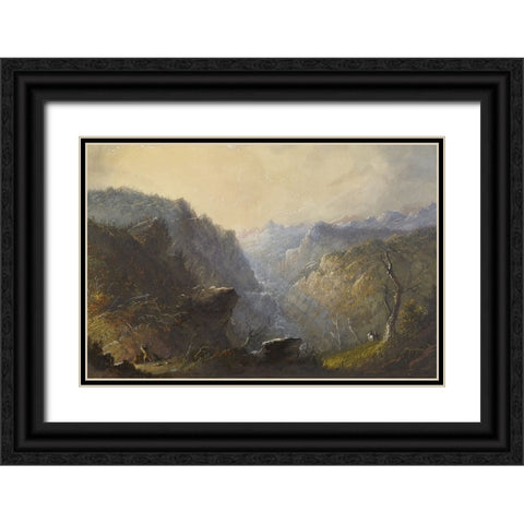 Wild Scenery Black Ornate Wood Framed Art Print with Double Matting by Miller, Alfred Jacob