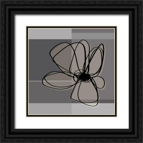 Greige November Flowers Black Ornate Wood Framed Art Print with Double Matting by Haase, Andrea
