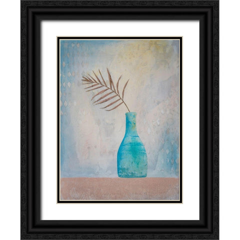 Palm Leaf Purity Black Ornate Wood Framed Art Print with Double Matting by Haase, Andrea