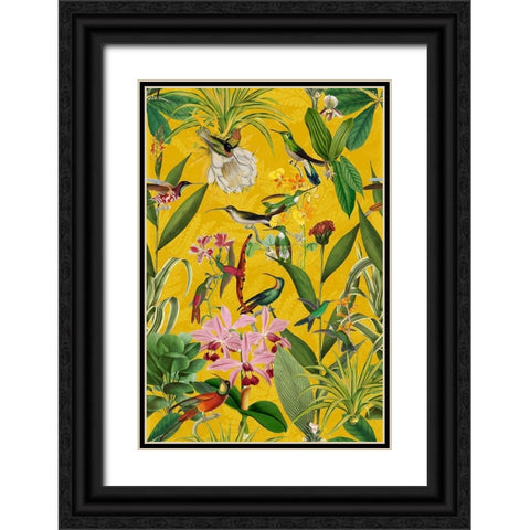 Hummingbirds Garden Black Ornate Wood Framed Art Print with Double Matting by Haase, Andrea