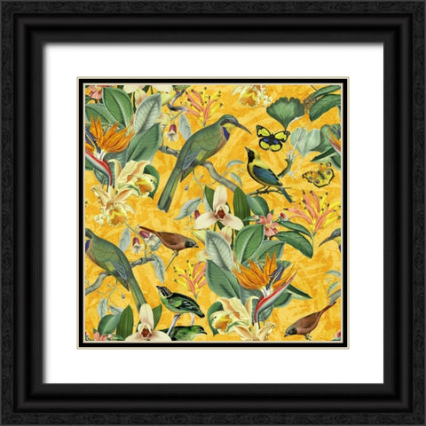 Birds Happy Summer Black Ornate Wood Framed Art Print with Double Matting by Haase, Andrea