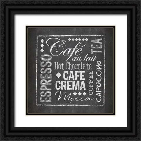 Coffee Chalkboard Black Ornate Wood Framed Art Print with Double Matting by Haase, Andrea