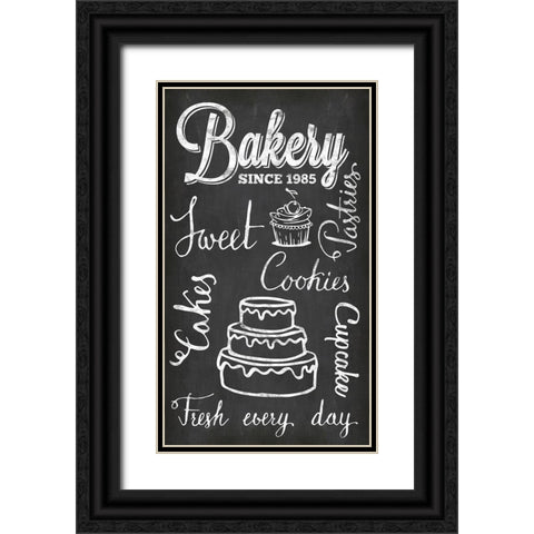 Chalkboard Fresh Bakery Black Ornate Wood Framed Art Print with Double Matting by Haase, Andrea
