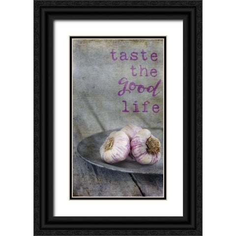 Kitchen Art Garlic Taste Black Ornate Wood Framed Art Print with Double Matting by Haase, Andrea