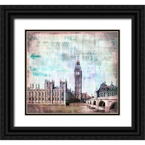 London View Black Ornate Wood Framed Art Print with Double Matting by Haase, Andrea