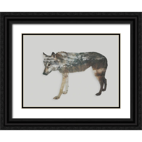 Nordic Wolf Black Ornate Wood Framed Art Print with Double Matting by Haase, Andrea