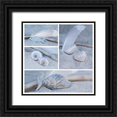 Summer Beach Still Life Collage III Black Ornate Wood Framed Art Print with Double Matting by Haase, Andrea