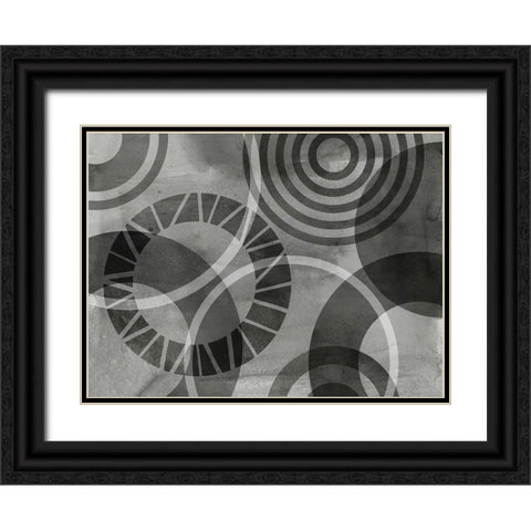 Layered Circles Black Ornate Wood Framed Art Print with Double Matting by Haase, Andrea
