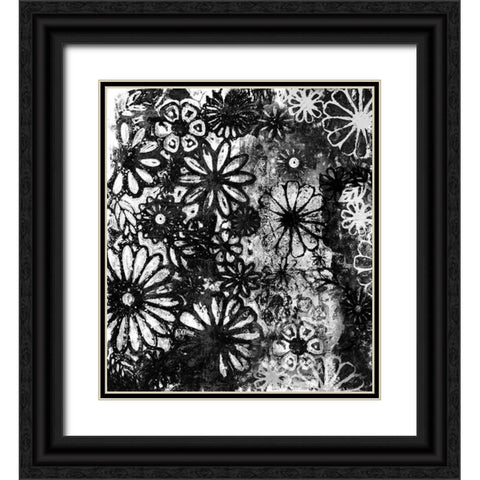 Dark Flower Impression Black Ornate Wood Framed Art Print with Double Matting by Haase, Andrea