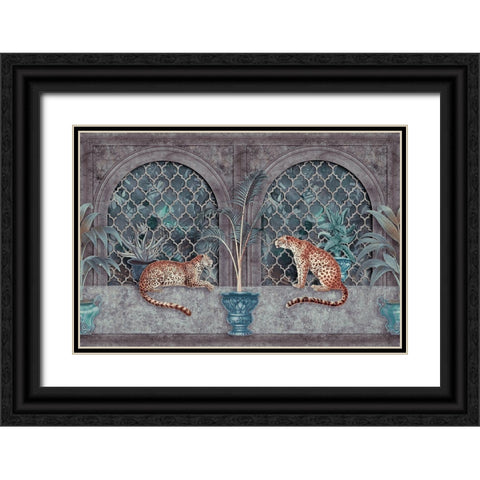 Cheetah Jungle Palace Black Ornate Wood Framed Art Print with Double Matting by Haase, Andrea