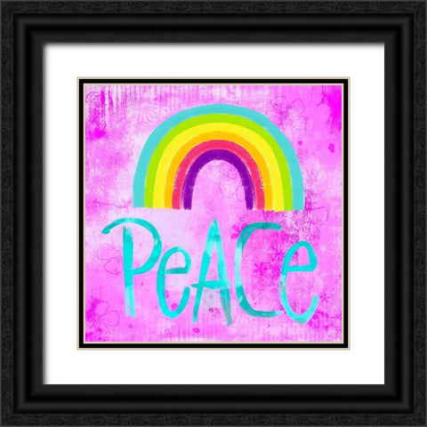 Peace Rainbow Black Ornate Wood Framed Art Print with Double Matting by Haase, Andrea