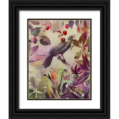 The Birds Green Garden II Black Ornate Wood Framed Art Print with Double Matting by Haase, Andrea