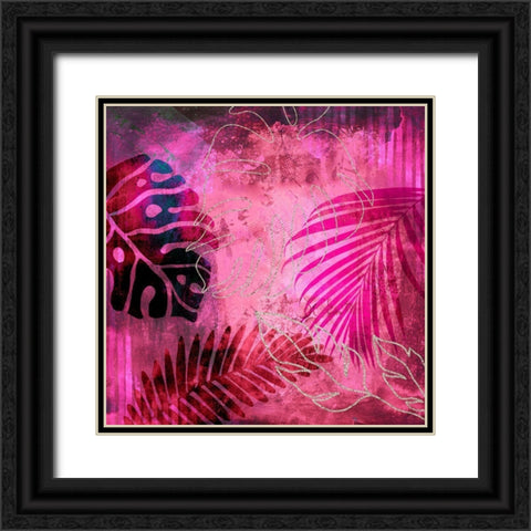 Pink Summer Jungle Black Ornate Wood Framed Art Print with Double Matting by Haase, Andrea