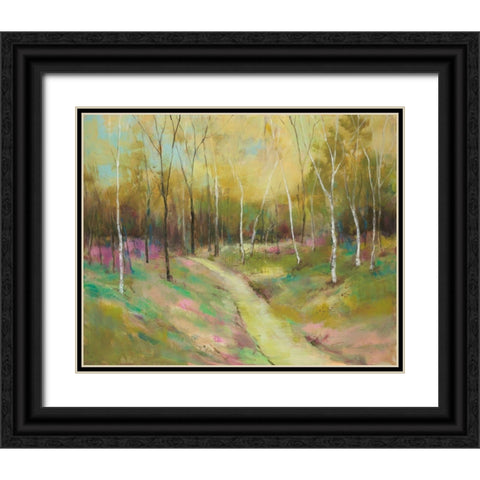 Wooded Pathway II Black Ornate Wood Framed Art Print with Double Matting by Joy, Julie