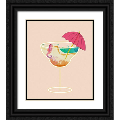 Beach in a Glass I Black Ornate Wood Framed Art Print with Double Matting by Smith, Karen