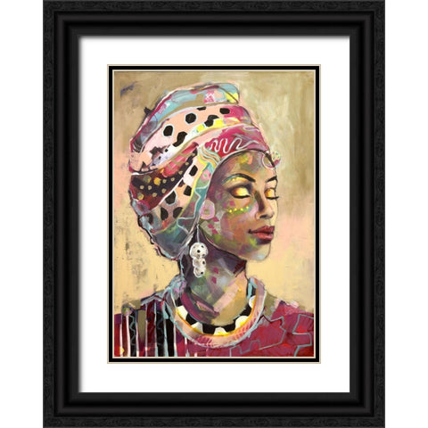 Headscarf Pink Black Ornate Wood Framed Art Print with Double Matting by Eaton, Winnie