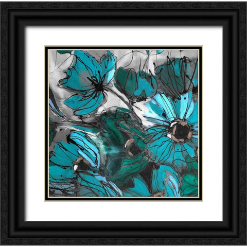 Blue Poppies I Black Ornate Wood Framed Art Print with Double Matting by Eaton, Winnie