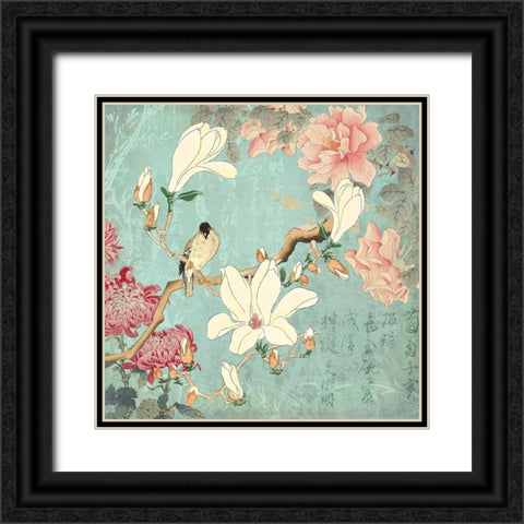 Chinese Magnolia Garden Black Ornate Wood Framed Art Print with Double Matting by Haase, Andrea