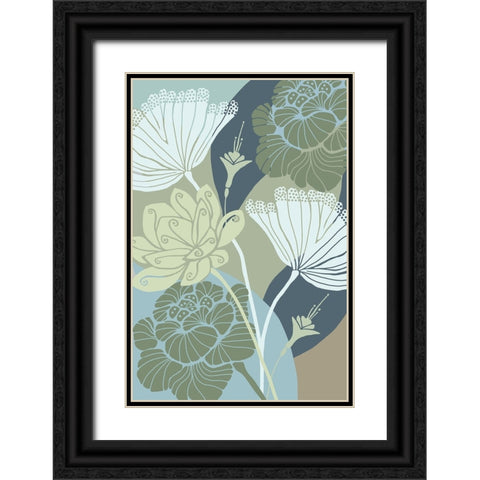 Art Deco Flowers I Black Ornate Wood Framed Art Print with Double Matting by Kouta, Flora