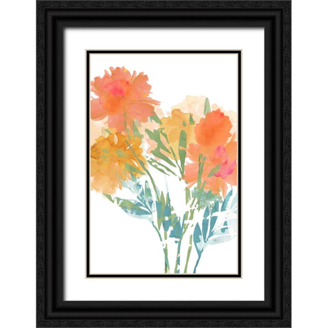 Orange Poppies II Black Ornate Wood Framed Art Print with Double Matting by Kouta, Flora