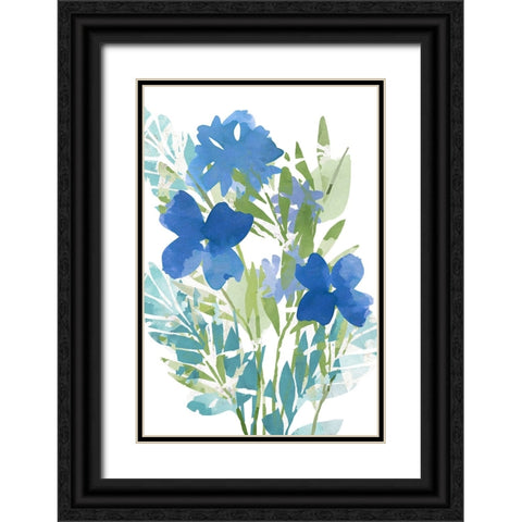 Blue Poppies Black Ornate Wood Framed Art Print with Double Matting by Kouta, Flora