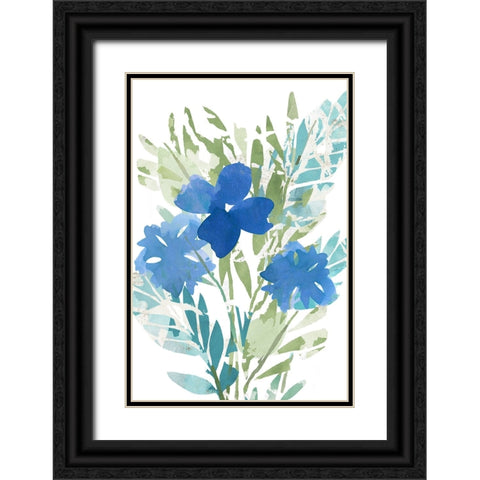 Blue Poppies II Black Ornate Wood Framed Art Print with Double Matting by Kouta, Flora