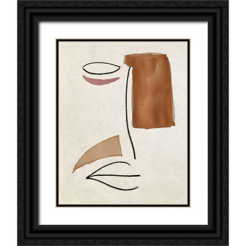 Ab Face I Black Ornate Wood Framed Art Print with Double Matting by Smith, Karen