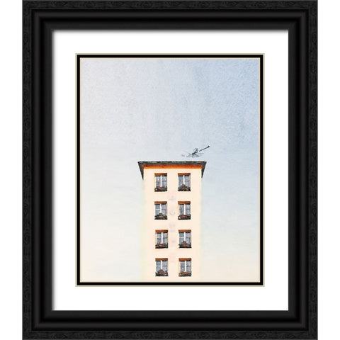 White Stucco House Black Ornate Wood Framed Art Print with Double Matting by Curinga, Kim