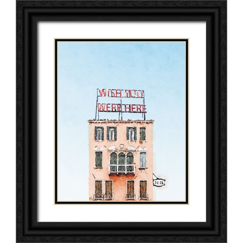 Wish You Were Here Hotel Black Ornate Wood Framed Art Print with Double Matting by Curinga, Kim