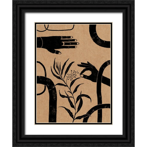 Hand and Flower II Black Ornate Wood Framed Art Print with Double Matting by Holman, Nicholas