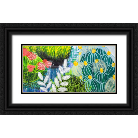 Flower Covered Visions Black Ornate Wood Framed Art Print with Double Matting by Hampe, Shelley