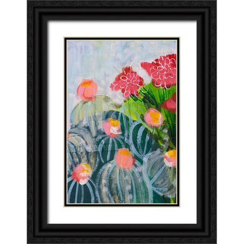 Floral Cactus Black Ornate Wood Framed Art Print with Double Matting by Hampe, Shelley
