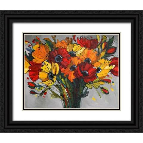 Poppies In Color Black Ornate Wood Framed Art Print with Double Matting by Eaton, Winnie