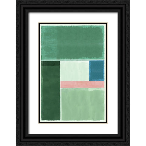 Green Horizon I Black Ornate Wood Framed Art Print with Double Matting by Kouta, Flora