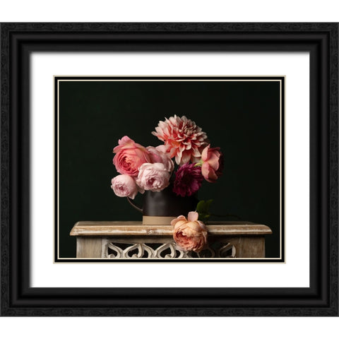 Resting Rose Black Ornate Wood Framed Art Print with Double Matting by Mclean, Leah