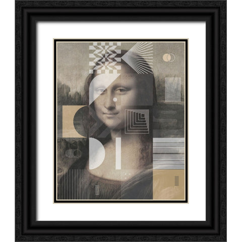 Mona Lisa by Leonardo Da Vinci, With a Touch of Modern Black Ornate Wood Framed Art Print with Double Matting by Orlov, Irena