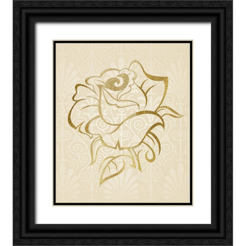 Gold Bloom I Black Ornate Wood Framed Art Print with Double Matting by Smith, Karen