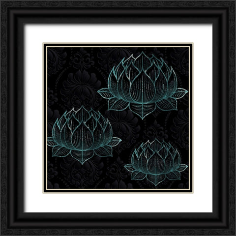 Lotus Flo II Black Ornate Wood Framed Art Print with Double Matting by Smith, Karen