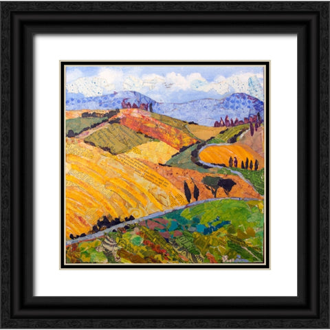 Tuscany Rolling Hills Black Ornate Wood Framed Art Print with Double Matting by St Hilaire, Elizabeth
