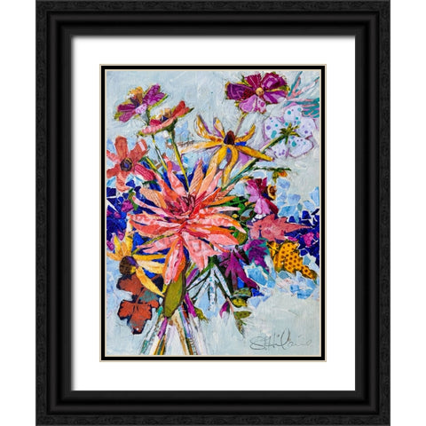 Tuscan Wildflowers Black Ornate Wood Framed Art Print with Double Matting by St Hilaire, Elizabeth