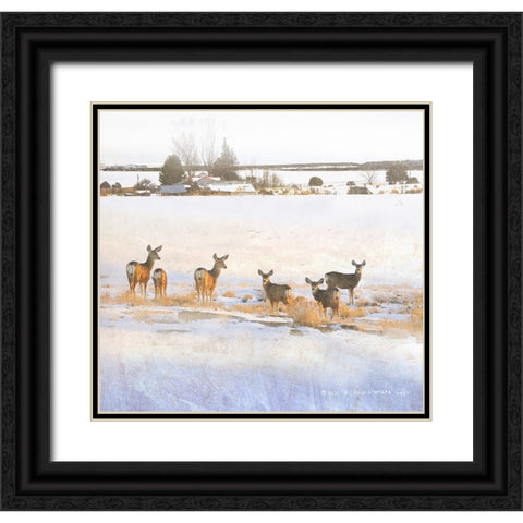 Deer above Farm Black Ornate Wood Framed Art Print with Double Matting by Vest, Christopher