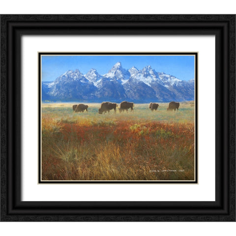 Meadow Grass Grand Teton Black Ornate Wood Framed Art Print with Double Matting by Vest, Christopher