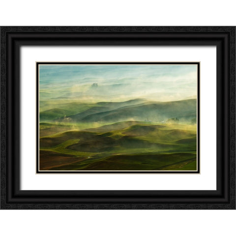 Golden Morning-Palouse Black Ornate Wood Framed Art Print with Double Matting by Shen, Jikui