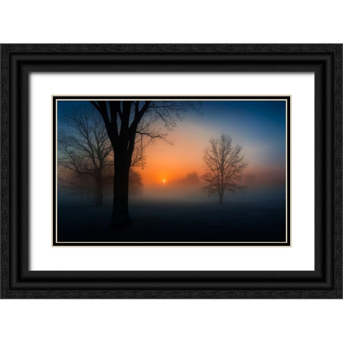 Foggy sunrise Black Ornate Wood Framed Art Print with Double Matting by Dai, Wei